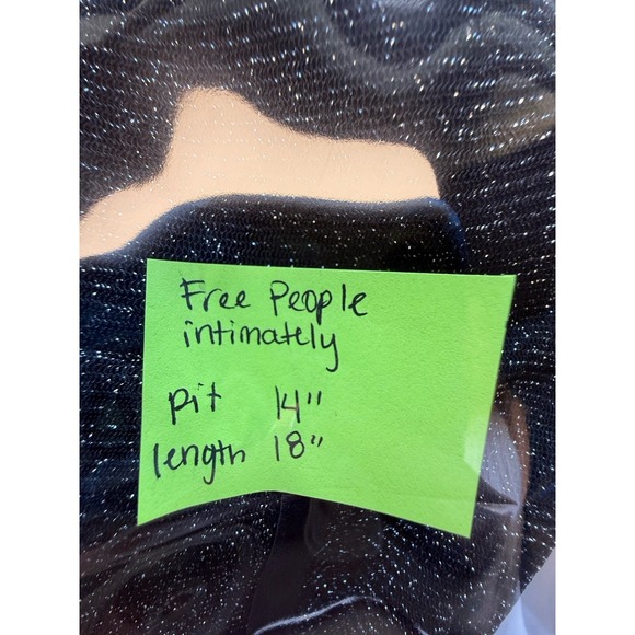 Free People Shimmer Night Rhythm Black Metallic Bodysuit Corset Front Size M - Picture 8 of 8